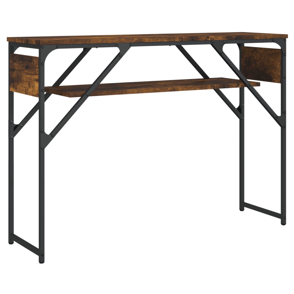konsolbord med hylde 105x30x75 cm konstrueret træ røget eg