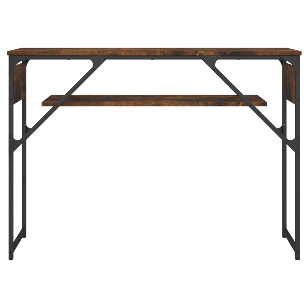 konsolbord med hylde 105x30x75 cm konstrueret træ røget eg