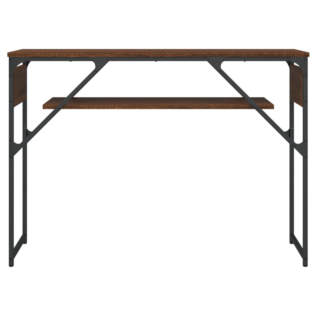 konsolbord med hylde 105x30x75 cm konstrueret træ brunt egetræ