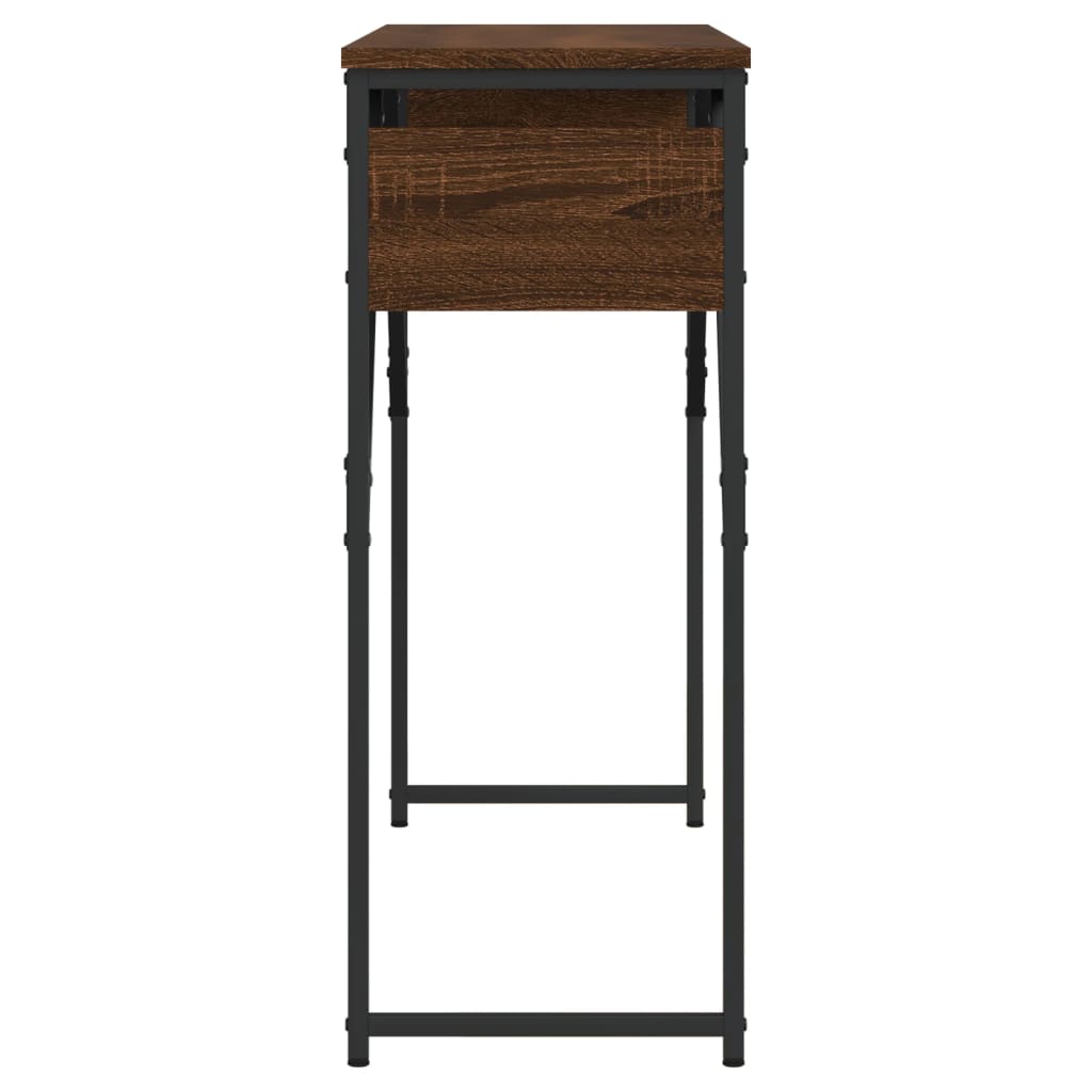 konsolbord med hylde 105x30x75 cm konstrueret træ brunt egetræ