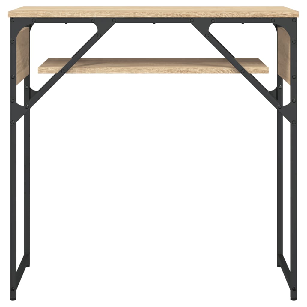 konsolbord med hylde 75x30x75 cm konstrueret træ sonoma-eg