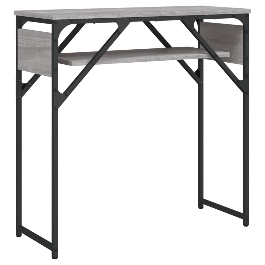 konsolbord med hylde 75x30x75 cm konstrueret træ grå sonoma-eg