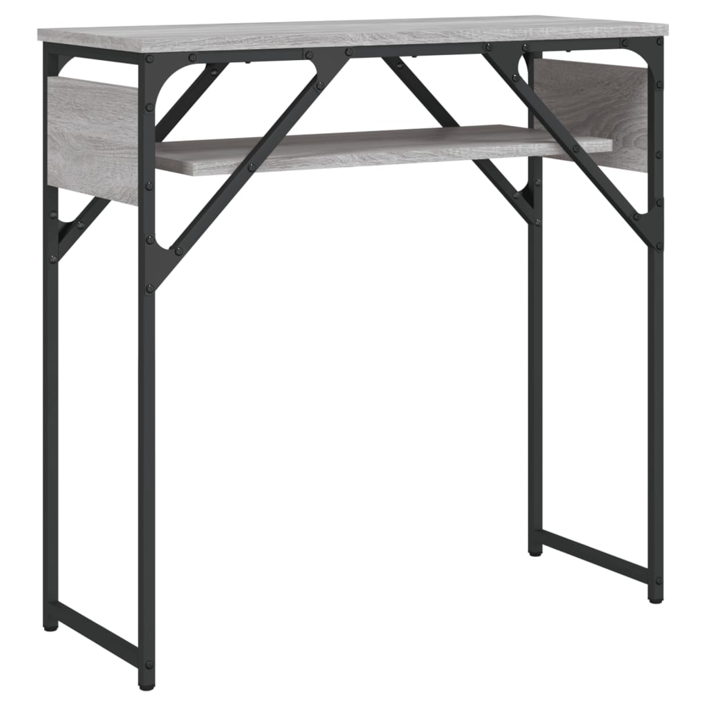 konsolbord med hylde 75x30x75 cm konstrueret træ grå sonoma-eg
