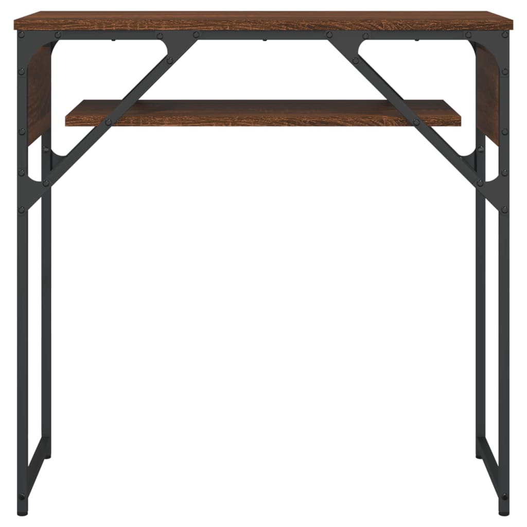 konsolbord med hylde 75x30x75 cm konstrueret træ brunt egetræ