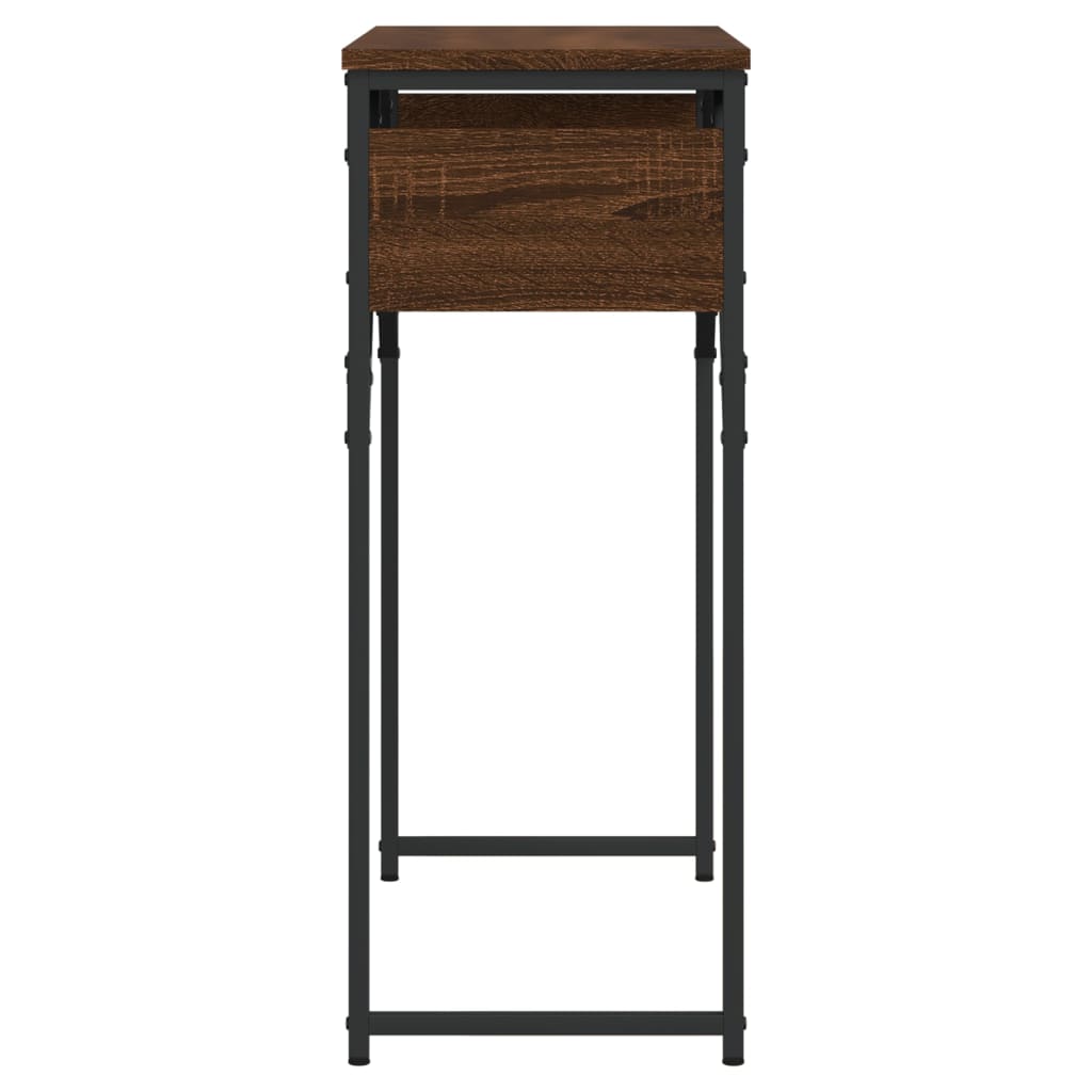 konsolbord med hylde 75x30x75 cm konstrueret træ brunt egetræ