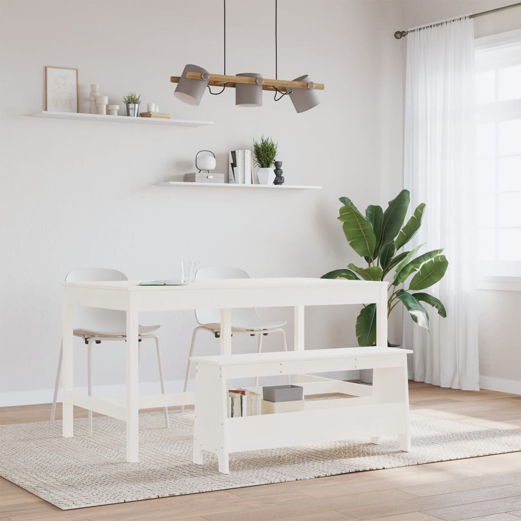 entrébænk hvid 100x28x45 cm massivt træ fyrretræ