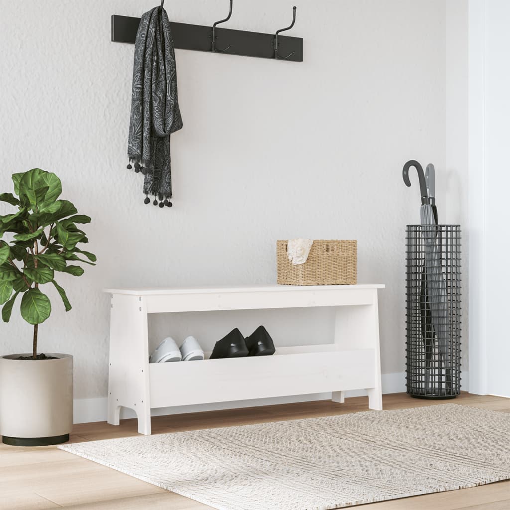 entrébænk hvid 100x28x45 cm massivt træ fyrretræ
