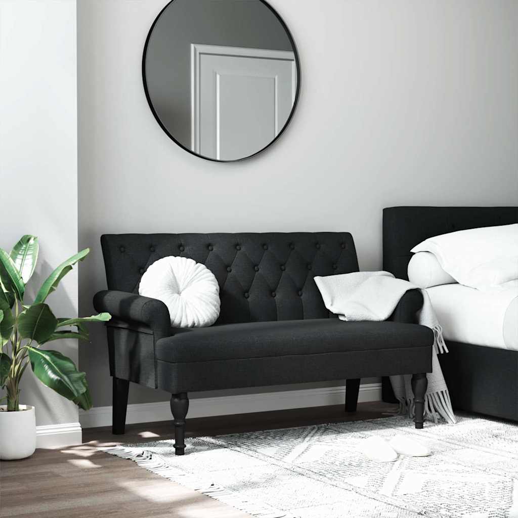 bænk med ryglæn sort 120x62x75,5 cm stof