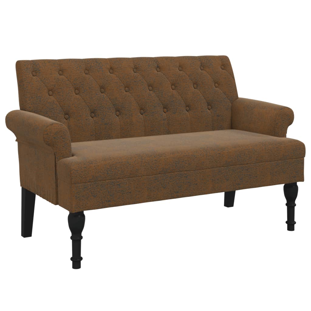 bænk med ryglæn 120x62x75,5 cm imiteret ruskind brun