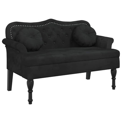 bænk med hynder sort 120,5x65x75 cm fløjl