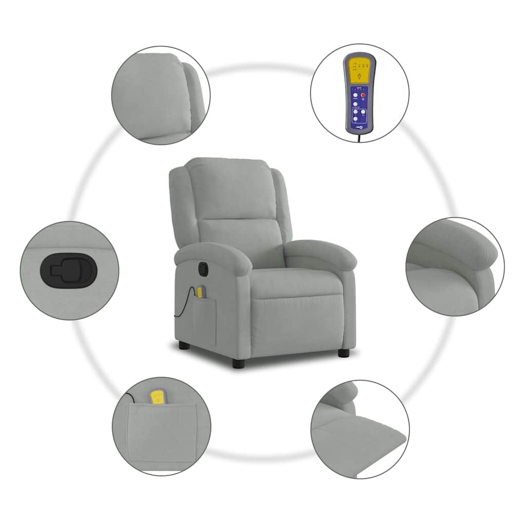 massagestol velour lysegrå