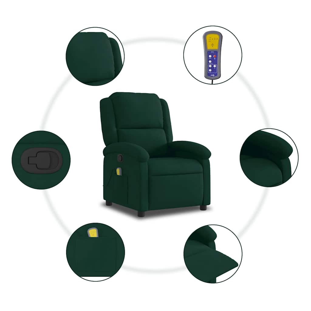 massagestol velour mørkegrøn