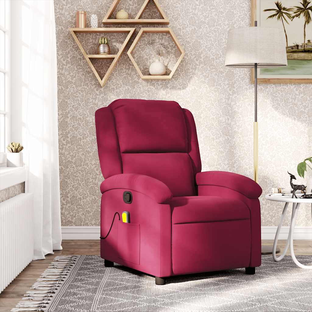 massagestol velour vinrød