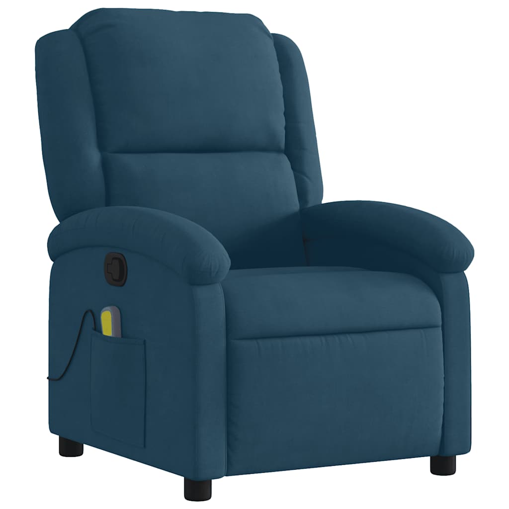 massagestol velour blå
