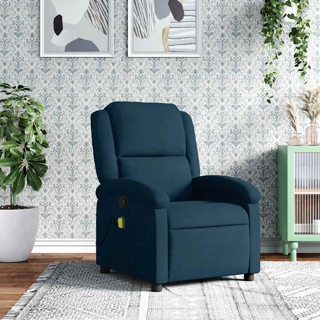 massagestol velour blå