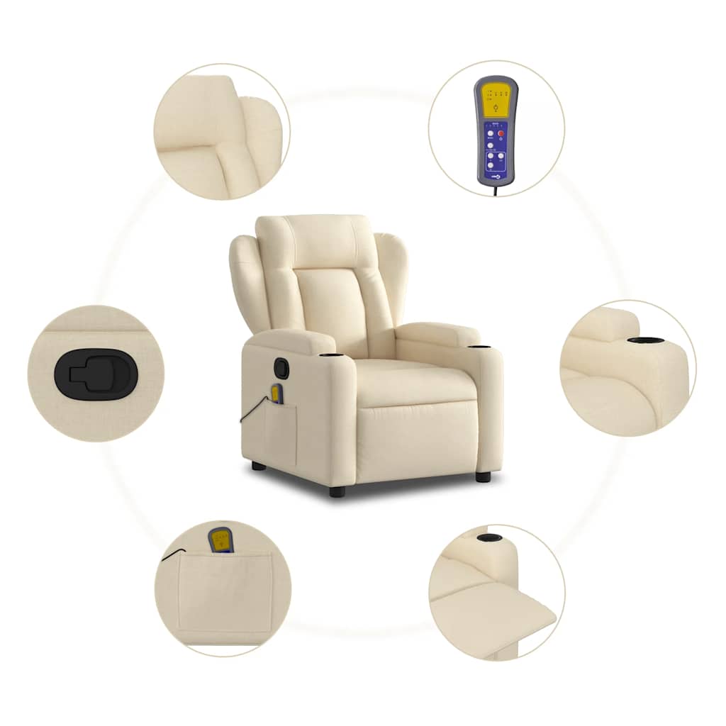 massagestol stof cremefarvet