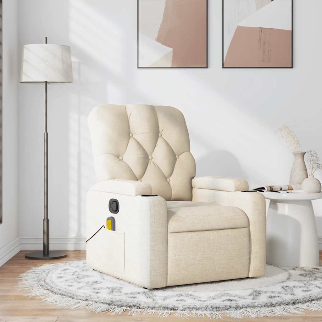 massagestol stof cremefarvet