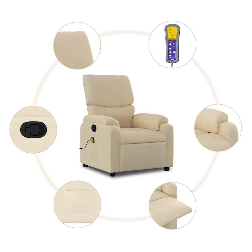 massagestol stof cremefarvet