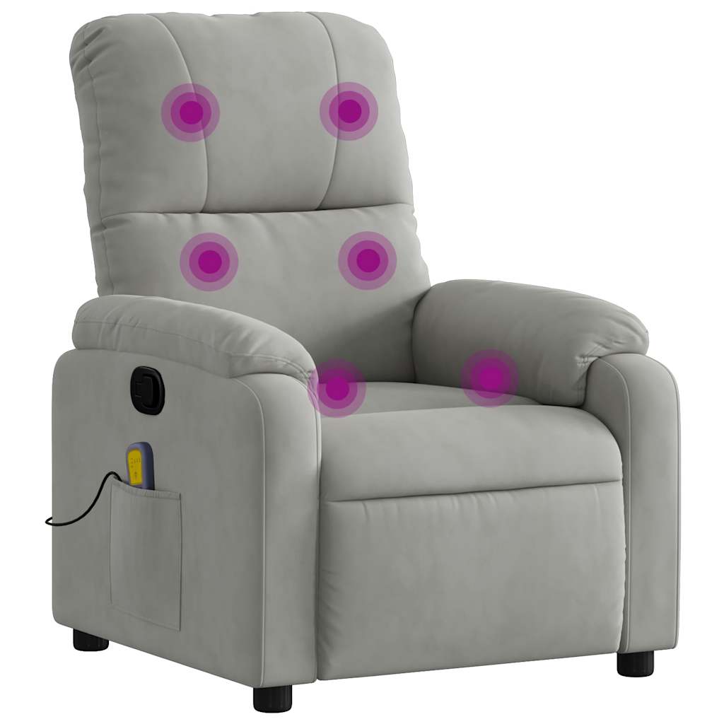 massagestol mikrofiberstof lysegrå