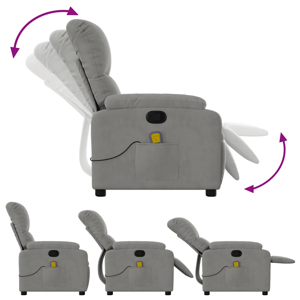 massagestol mikrofiberstof lysegrå