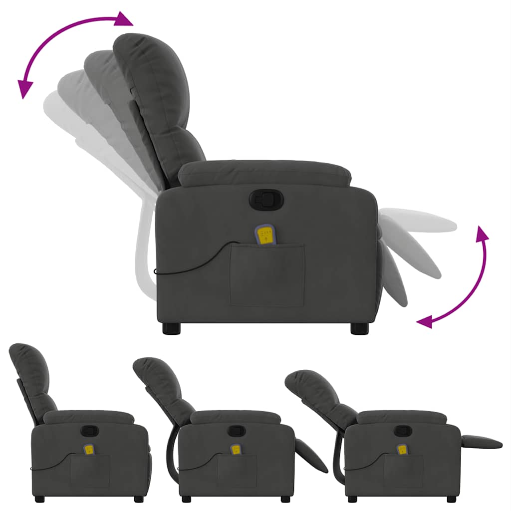 massagestol mikrofiberstof mørkegrå