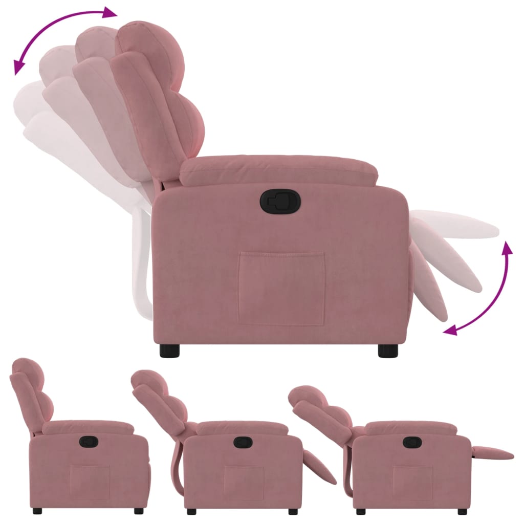 lænestol velour lyserød