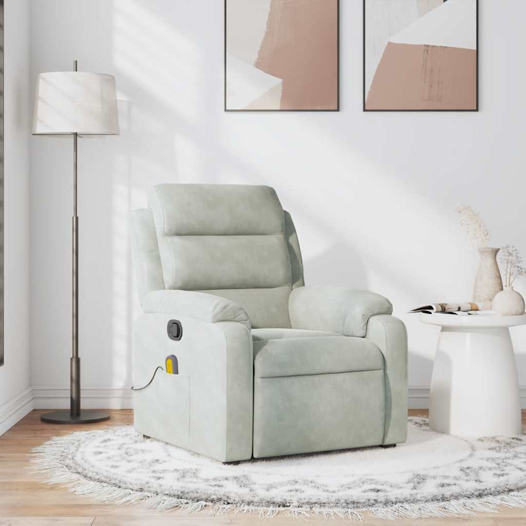 massagestol velour lysegrå