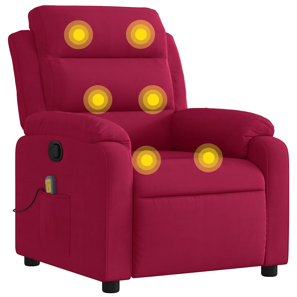 massagestol velour vinrød