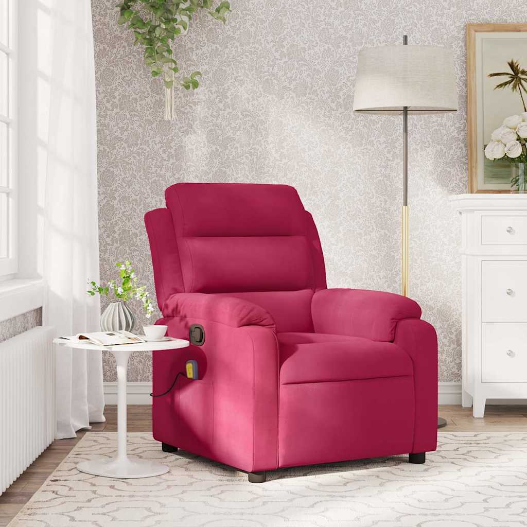 massagestol velour vinrød