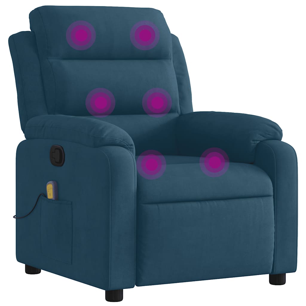 massagestol velour blå