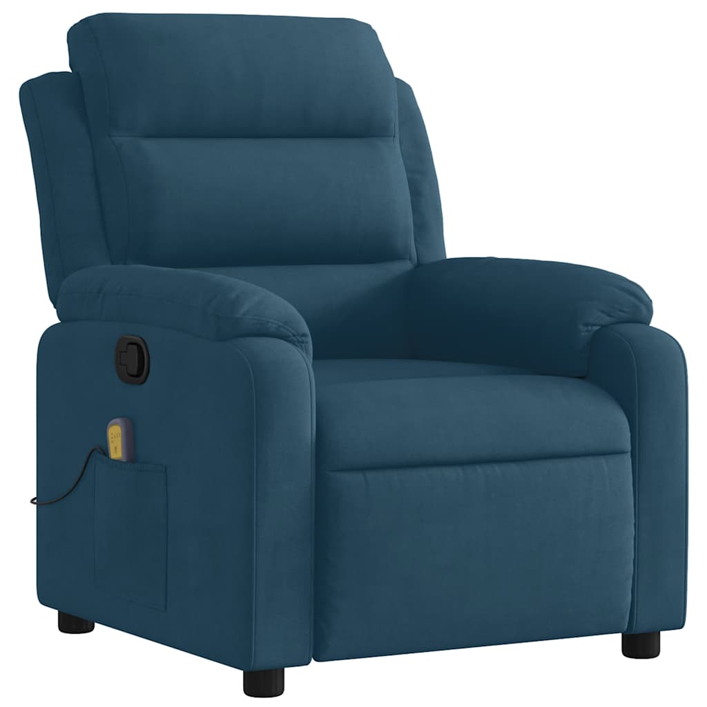 massagestol velour blå