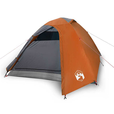3-personers campingtelt vandtæt kuppel grå og orange