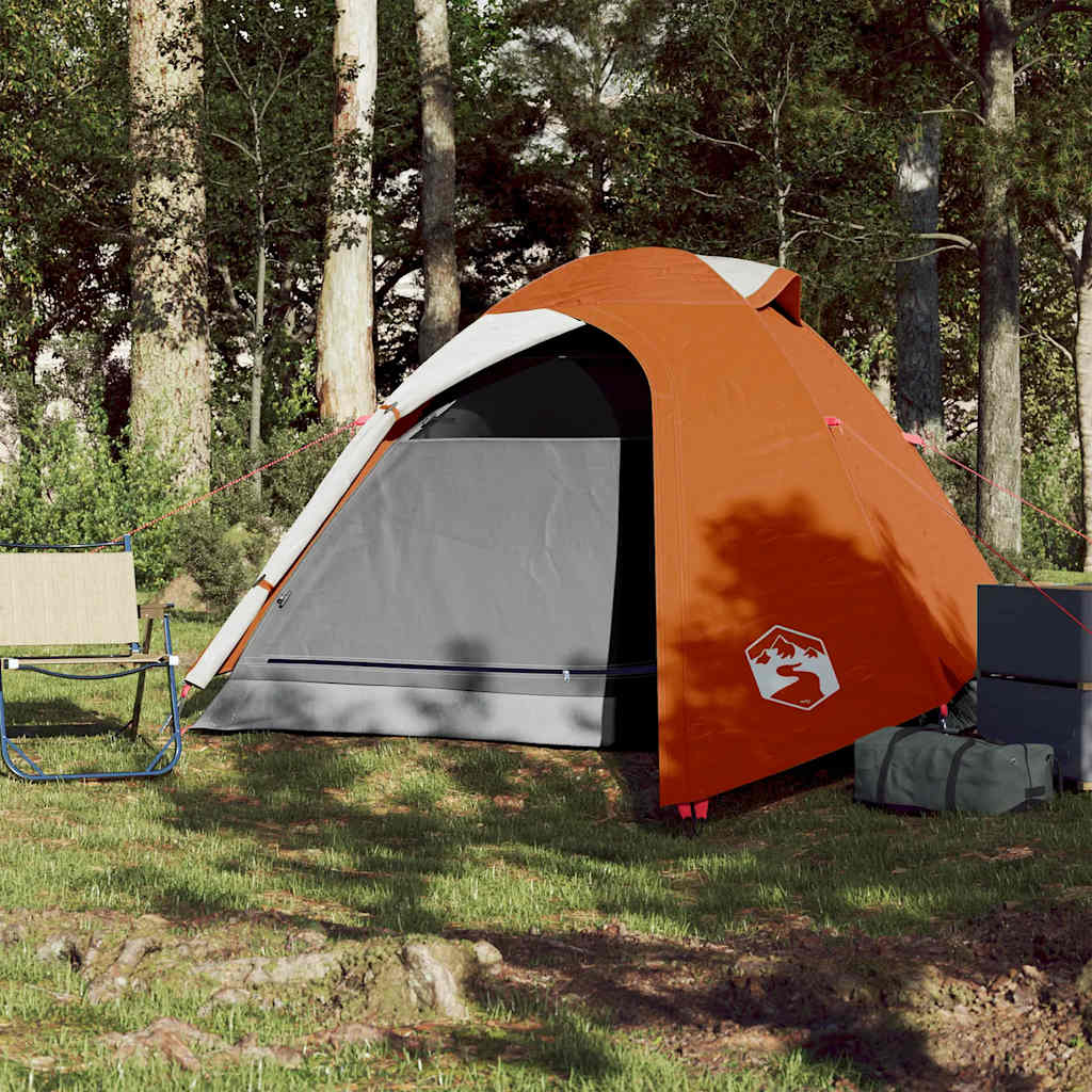 3-personers campingtelt vandtæt kuppel grå og orange