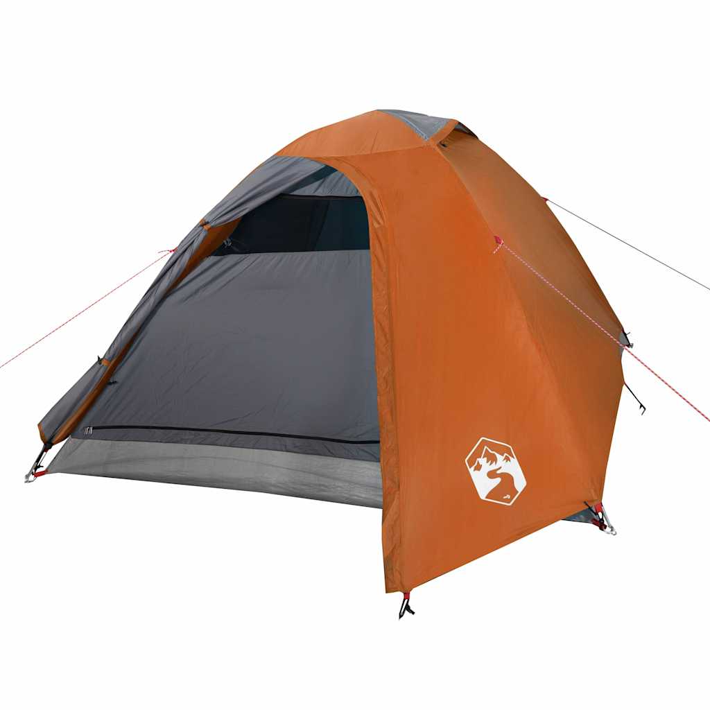 3-personers campingtelt vandtæt kuppel grå og orange