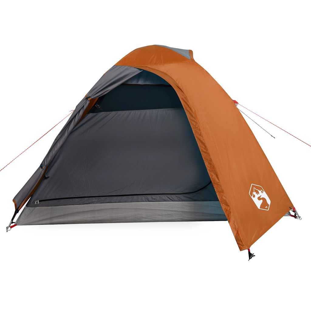 3-personers campingtelt vandtæt kuppel grå og orange