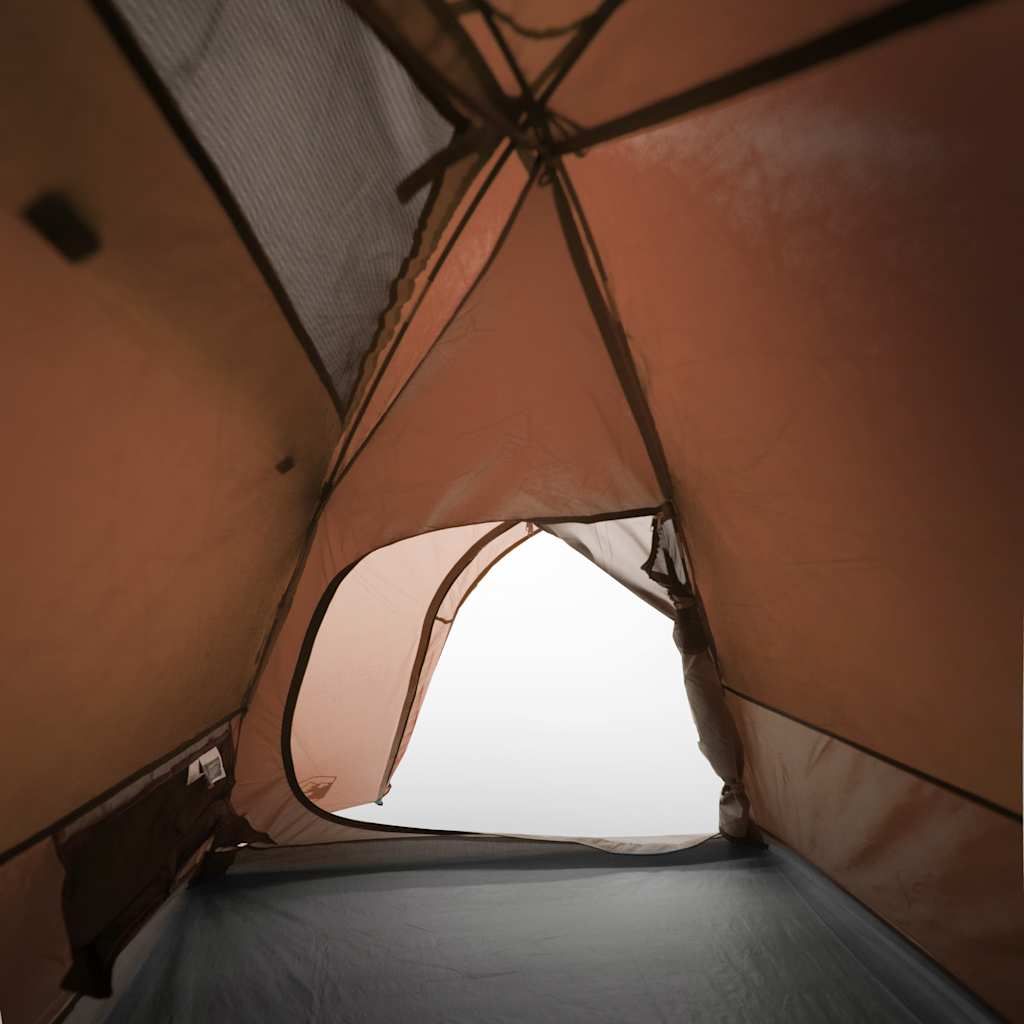 3-personers campingtelt vandtæt kuppel grå og orange