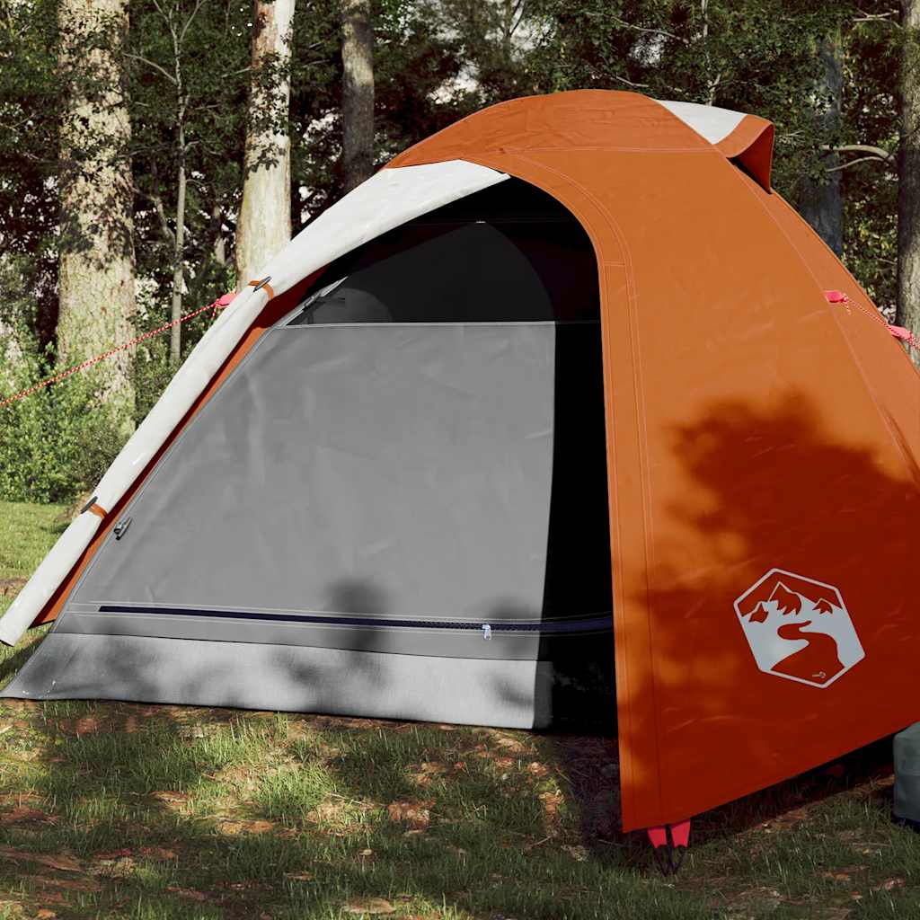 3-personers campingtelt vandtæt kuppel grå og orange