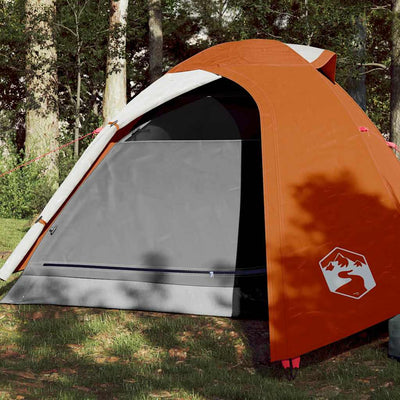 3-personers campingtelt vandtæt kuppel grå og orange