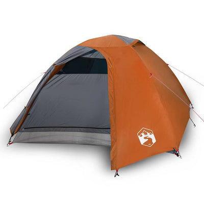 4-personers campingtelt vandtæt grå og orange