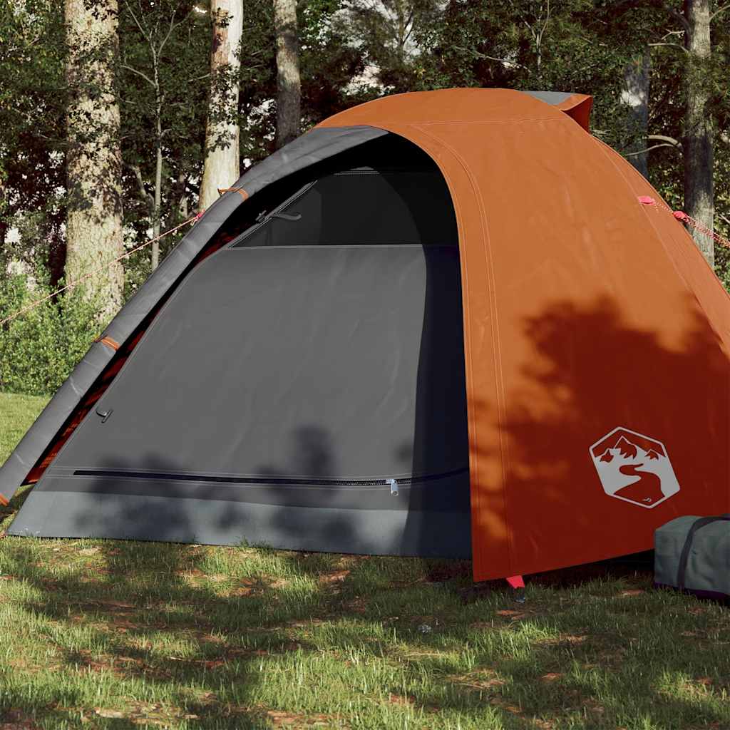 4-personers campingtelt vandtæt grå og orange
