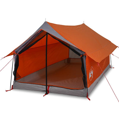 2-personers campingtelt vandtæt grå og orange