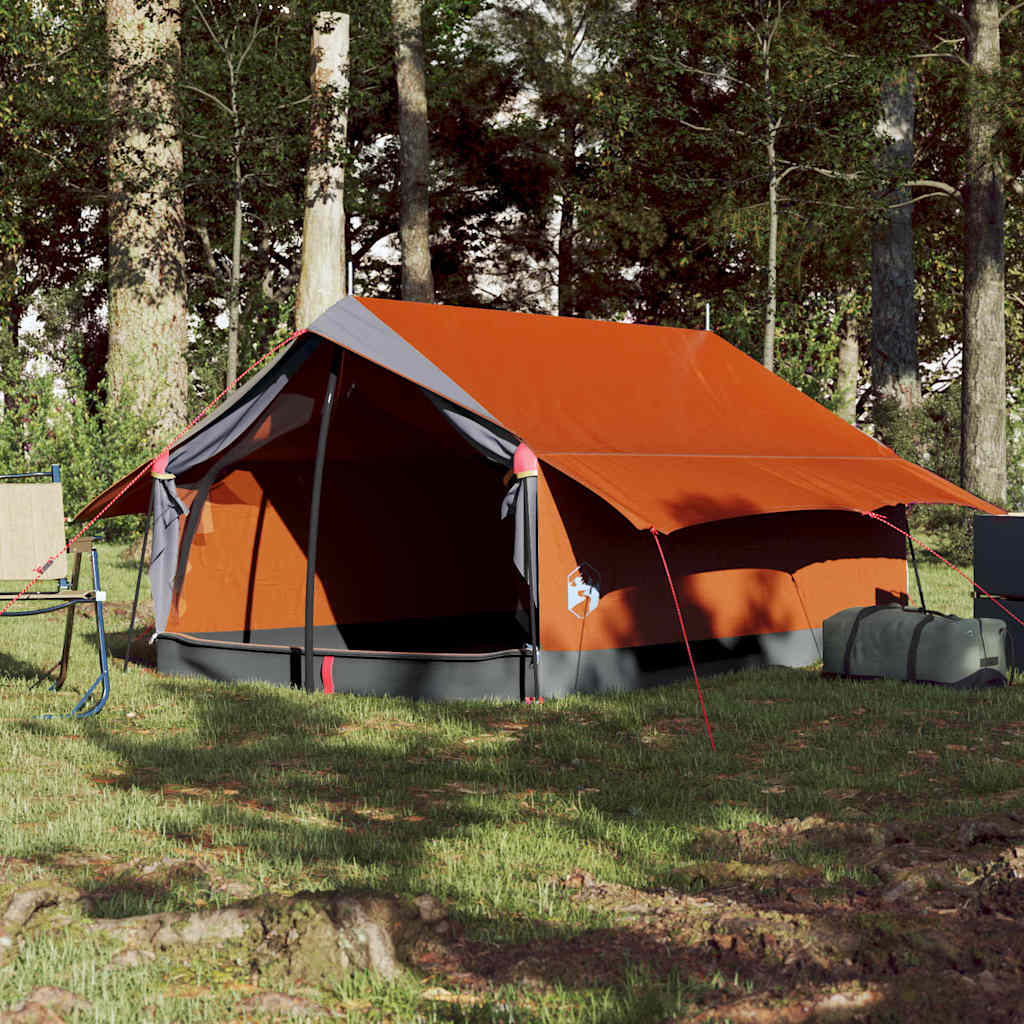 2-personers campingtelt vandtæt grå og orange