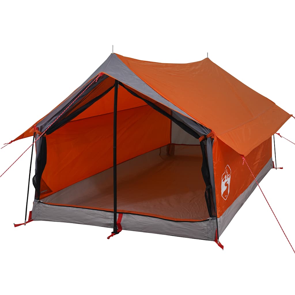 2-personers campingtelt vandtæt grå og orange
