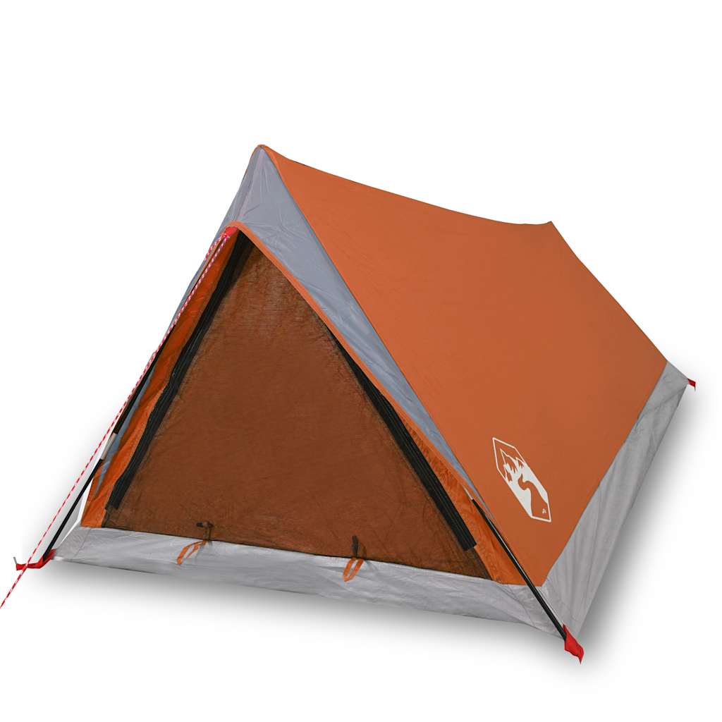 2-personers campingtelt vandtæt grå og orange
