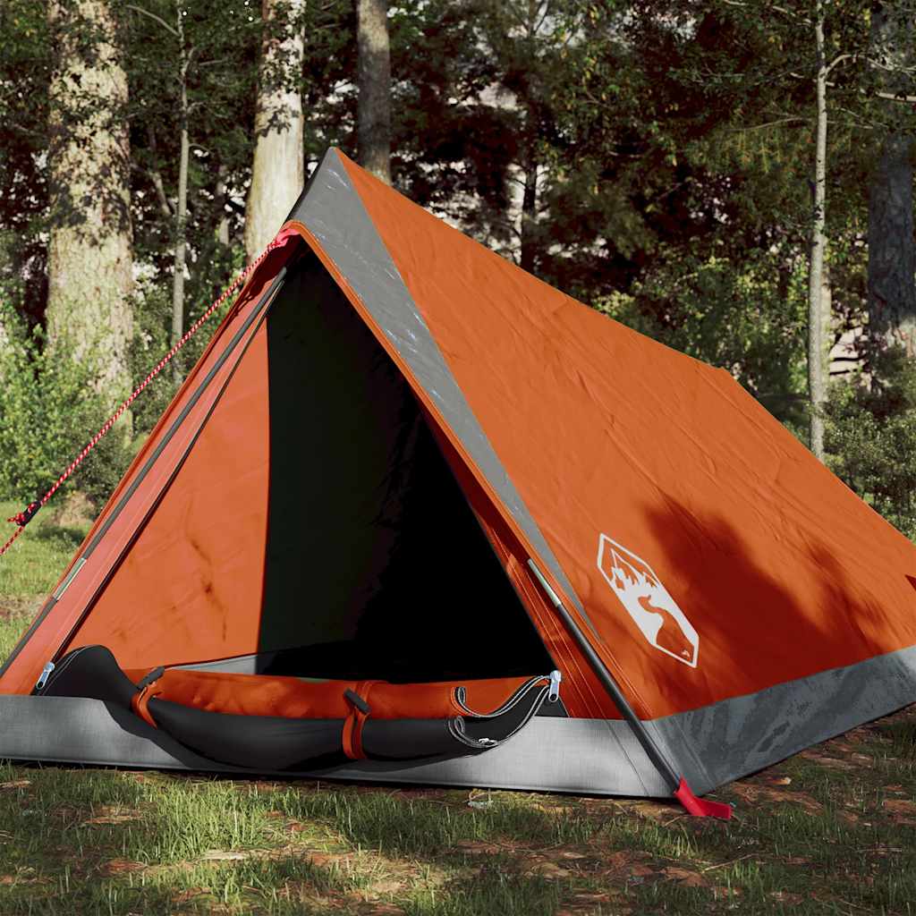2-personers campingtelt - vandafvisende A-stel, grå/orange