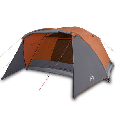 4-personers campingtelt med fortelt vandtæt grå og orange