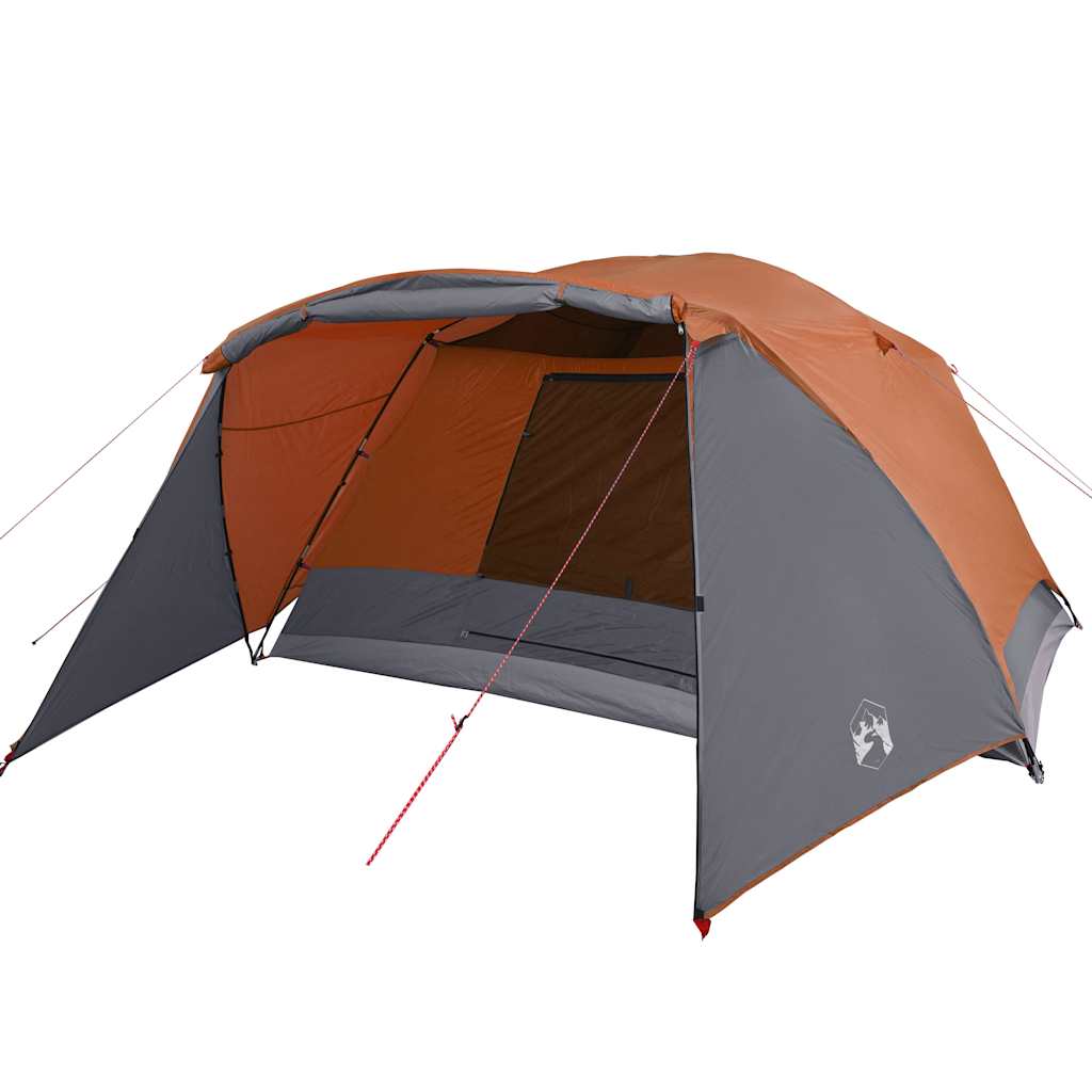 4-personers campingtelt med fortelt vandtæt grå og orange