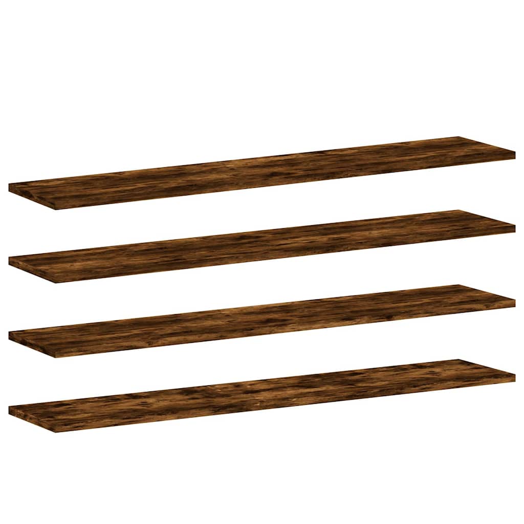 væghylder 4 stk. 100x20x1,5 cm konstrueret træ røget egetræ