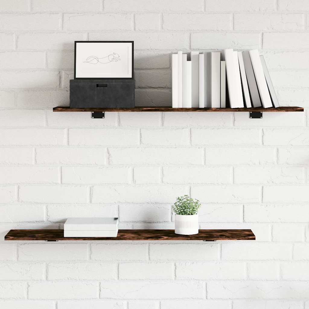væghylder 4 stk. 100x20x1,5 cm konstrueret træ røget egetræ