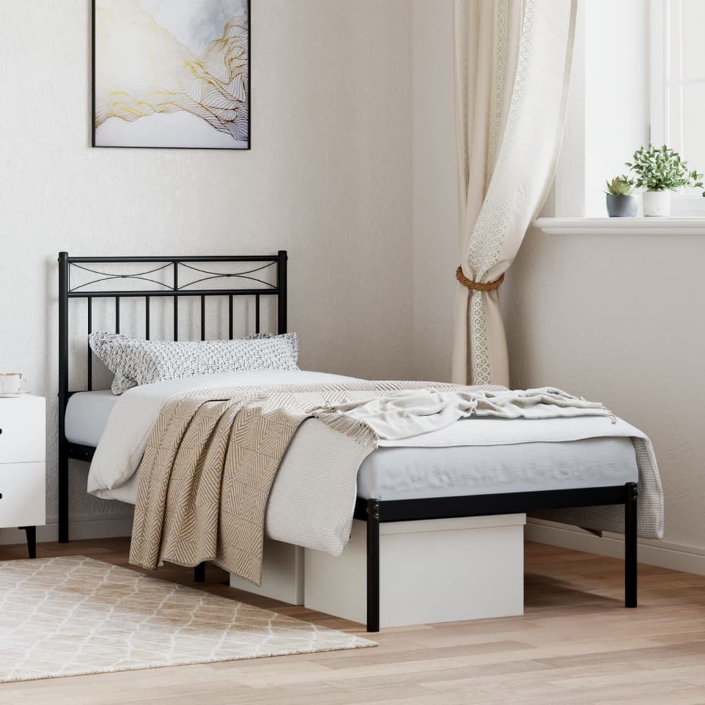 sengeramme med sengegavl 80x200 cm metal sort
